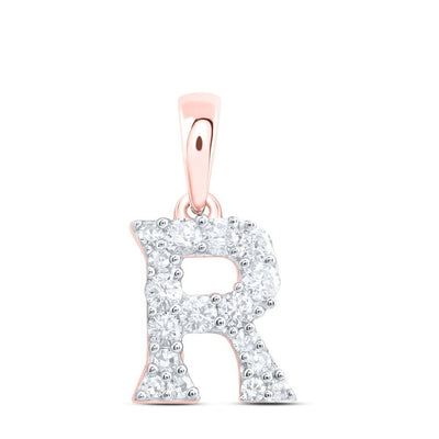 10k Rose Gold 0.42gms 0.18CTW Natural Diamond Initial "R" Letter Pendant Charm - Elite Jewelers - Charms & Pendants
