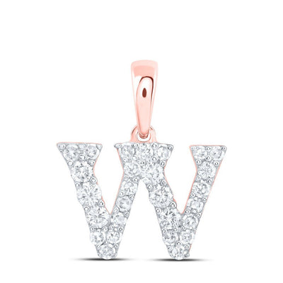 10k Rose Gold 0.59gms 0.23CTW Natural Diamond Initial "W" Letter Pendant Charm - Elite Jewelers - Charms & Pendants