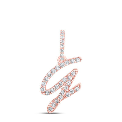 10k Rose Gold 0.74gms 0.14CTW Natural Diamond Initial "G" Letter Pendant Charm - Elite Jewelers - Charms & Pendants
