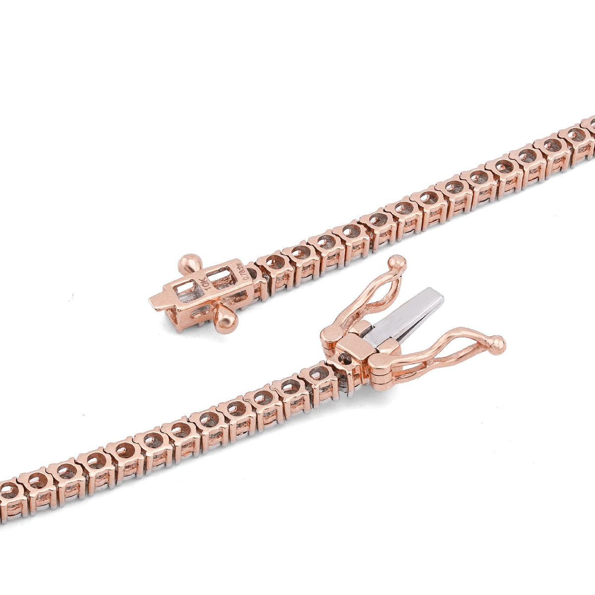 10K Rose Gold 0.78CT Natural Diamond 2.5MM Illusion Tennis Chain 18" Men Women Necklace - Elite Jewelers-Necklaces