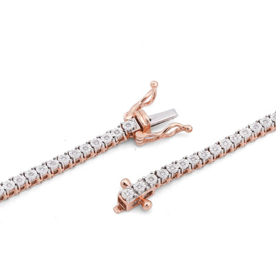 10K Rose Gold 0.78CT Natural Diamond 2.5MM Illusion Tennis Chain 18" Men Women Necklace - Elite Jewelers-Necklaces
