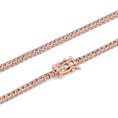 10K Rose Gold 0.78CT Natural Diamond 2.5MM Illusion Tennis Chain 18" Men Women Necklace - Elite Jewelers-Necklaces