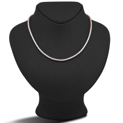 10K Rose Gold 0.78CT Natural Diamond 2.5MM Illusion Tennis Chain 18" Men Women Necklace - Elite Jewelers-Necklaces