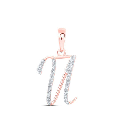 10k Rose Gold 0.78gms 0.1CTW Natural Diamond Initial "U" Letter Pendant Charm - Elite Jewelers - Charms & Pendants