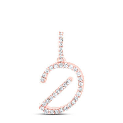 10k Rose Gold 0.7gms 0.16CTW Natural Diamond Initial "D" Letter Pendant Charm - Elite Jewelers - Charms & Pendants