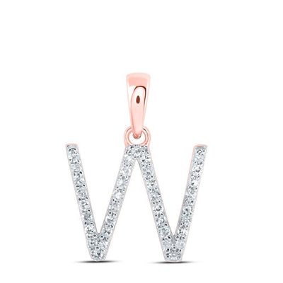 10k Rose Gold 0.81gms 0.14CTW Natural Diamond Initial "W" Letter Pendant Charm - Elite Jewelers - Charms & Pendants