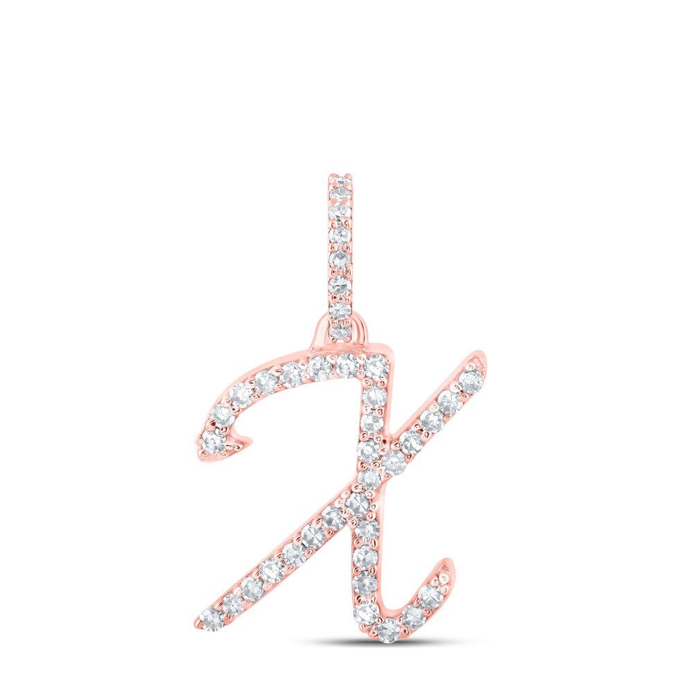 10k Rose Gold 0.83gms 0.16CTW Natural Diamond Initial "X" Letter Pendant Charm - Elite Jewelers - Charms & Pendants