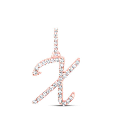 10k Rose Gold 0.83gms 0.16CTW Natural Diamond Initial "X" Letter Pendant Charm - Elite Jewelers - Charms & Pendants