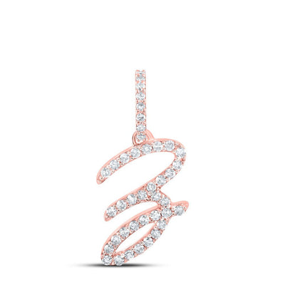 10k Rose Gold 0.83gms 0.17CTW Natural Diamond Initial "Z" Letter Pendant Charm - Elite Jewelers - Charms & Pendants