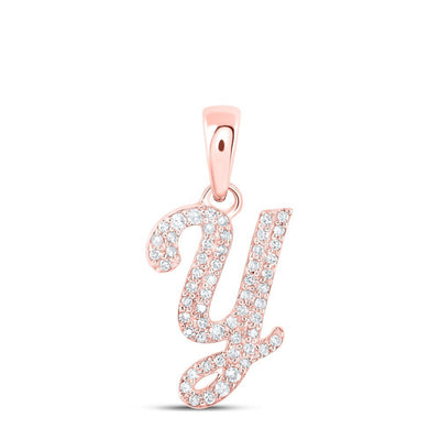 10k Rose Gold 0.84gms 0.19CTW Natural Diamond Initial "Y" Letter Pendant Charm - Elite Jewelers - Charms & Pendants