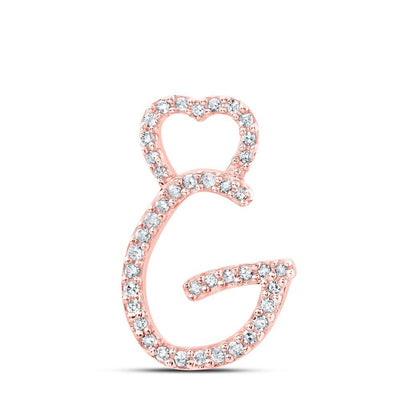 10k Rose Gold 0.95gms 0.12CTW Natural Diamond Initial "G" Heart Pendant Charm - Elite Jewelers - Charms & Pendants