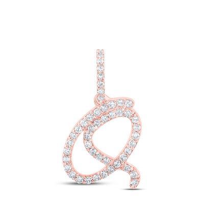 10k Rose Gold 0.95gms 0.2CTW Natural Diamond Initial "Q" Letter Pendant Charm - Elite Jewelers - Charms & Pendants