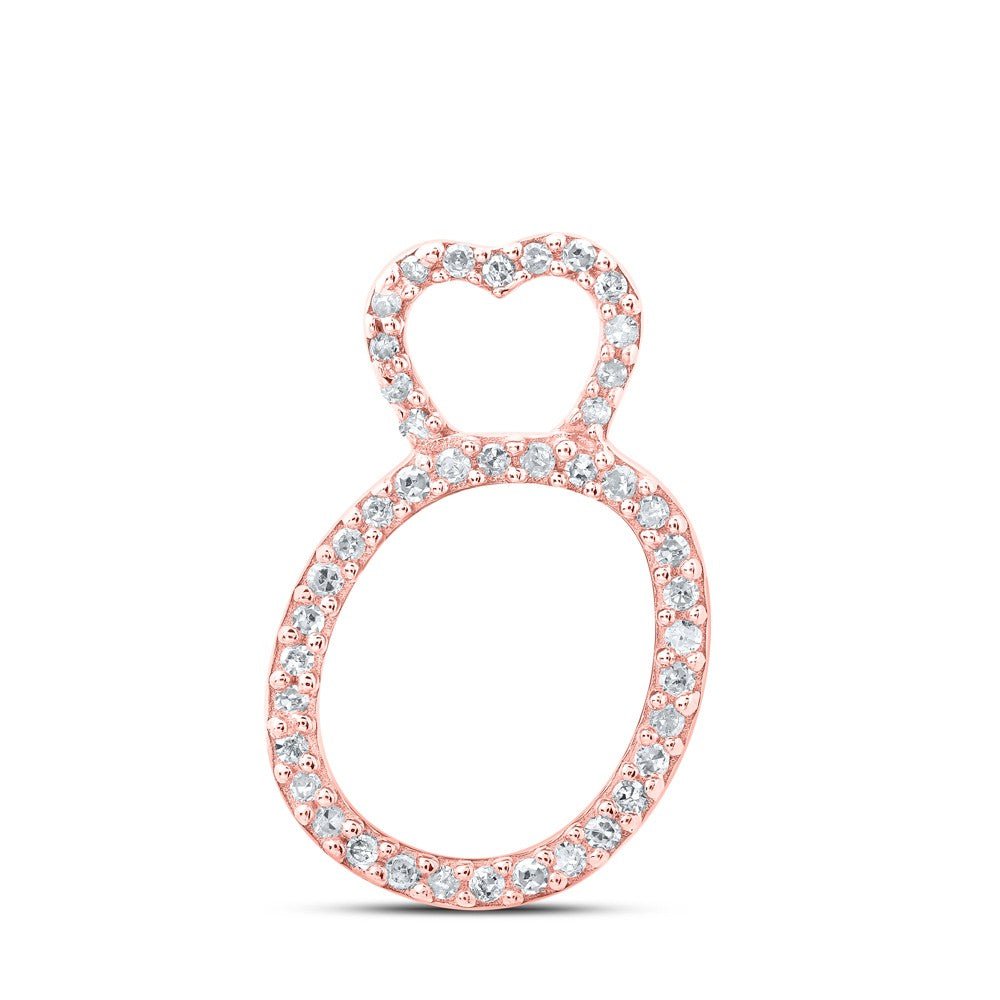 10k Rose Gold 0.97gms 0.13CTW Natural Diamond Initial "O" Heart Pendant Charm - Elite Jewelers - Charms & Pendants