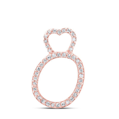 10k Rose Gold 0.97gms 0.13CTW Natural Diamond Initial "O" Heart Pendant Charm - Elite Jewelers - Charms & Pendants