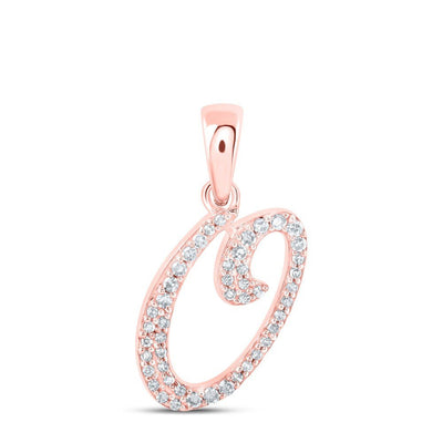 10k Rose Gold 0.9gms 0.12CTW Natural Diamond Initial "O" Letter Pendant Charm - Elite Jewelers - Charms & Pendants
