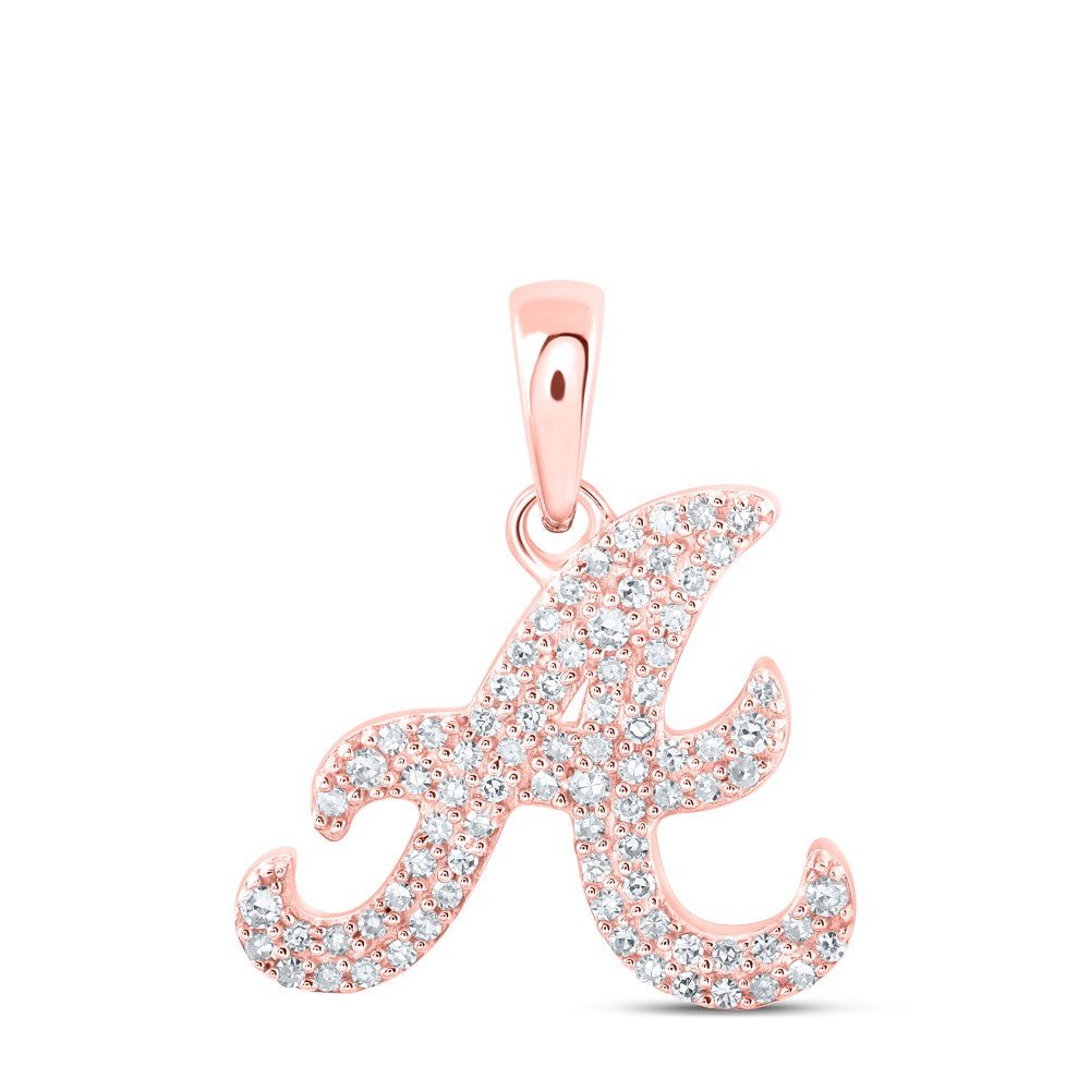 10k Rose Gold 1.05gms 0.17CTW Natural Diamond Initial "A" Letter Pendant Charm - Elite Jewelers - Charms & Pendants