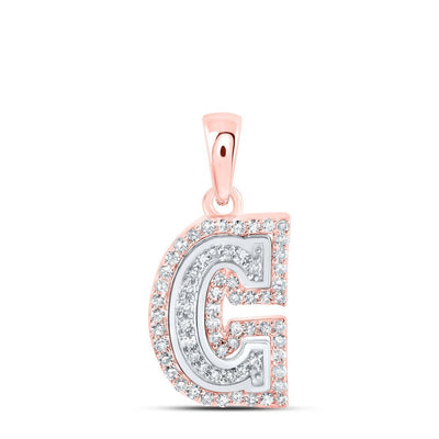 10k Rose Gold 1.09gms 0.2CTW Natural Diamond Initial "C" Letter Pendant Charm - Elite Jewelers - Charms & Pendants