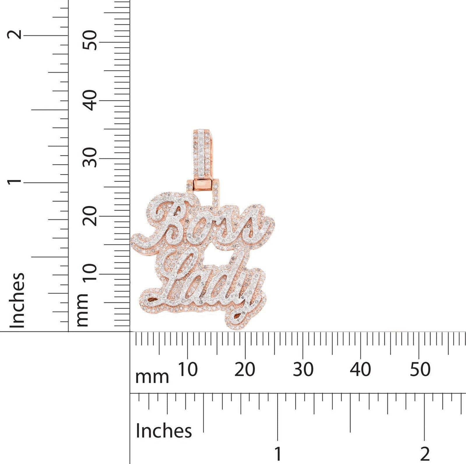 10k Rose Gold 1.12CTW Natural Diamond "Boss Lady" Pendant 8.2gms Womens Charm - Elite Jewelers - Charms & Pendants