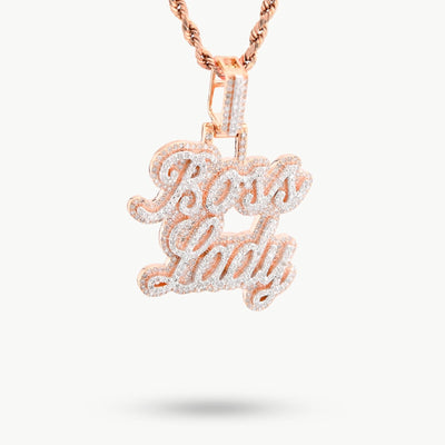 10k Rose Gold 1.12CTW Natural Diamond "Boss Lady" Pendant 8.2gms Womens Charm - Elite Jewelers - Charms & Pendants