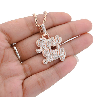 10k Rose Gold 1.12CTW Natural Diamond "Boss Lady" Pendant 8.2gms Womens Charm - Elite Jewelers - Charms & Pendants