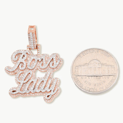 10k Rose Gold 1.12CTW Natural Diamond "Boss Lady" Pendant 8.2gms Womens Charm - Elite Jewelers - Charms & Pendants