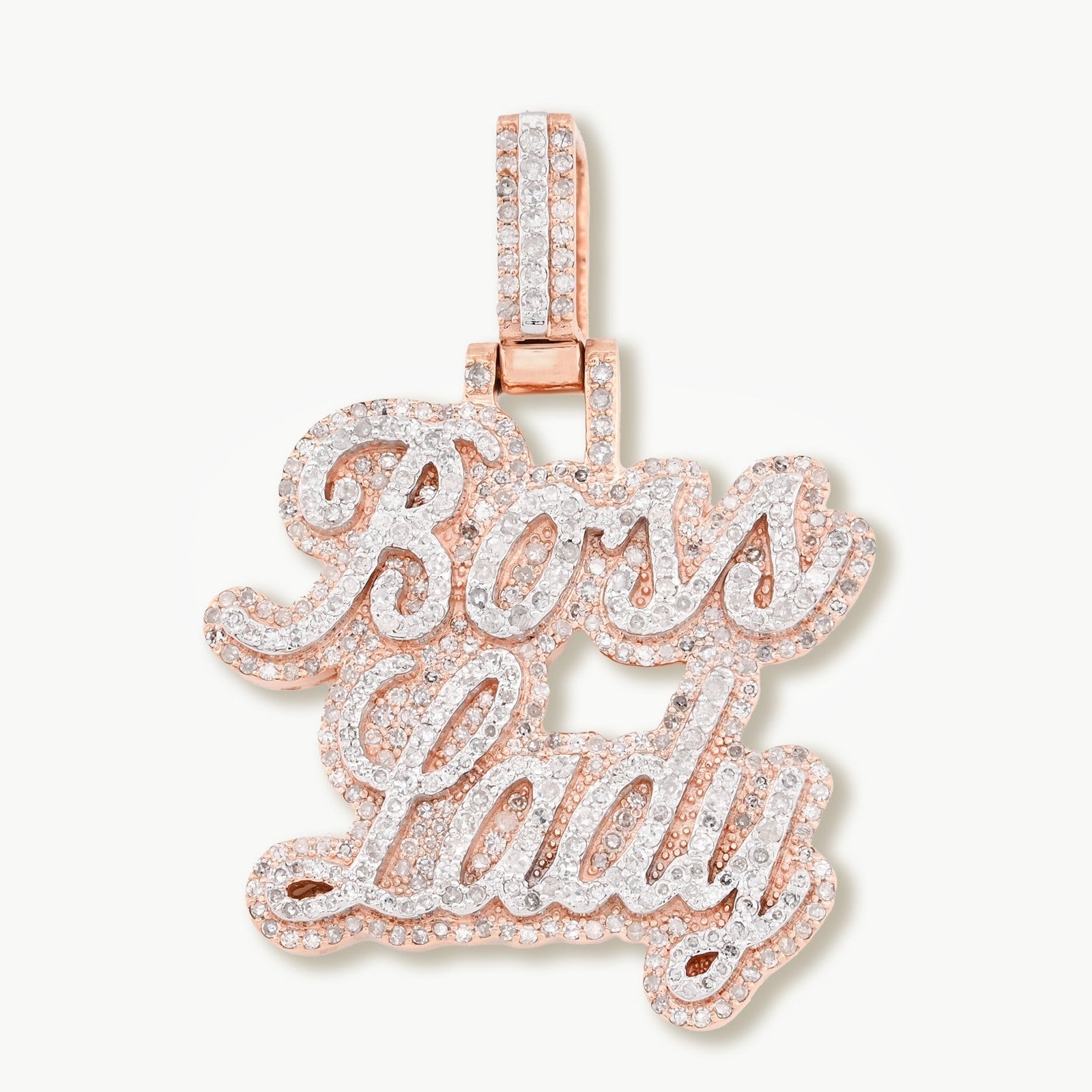 10k Rose Gold 1.12CTW Natural Diamond "Boss Lady" Pendant 8.2gms Womens Charm - Elite Jewelers - Charms & Pendants
