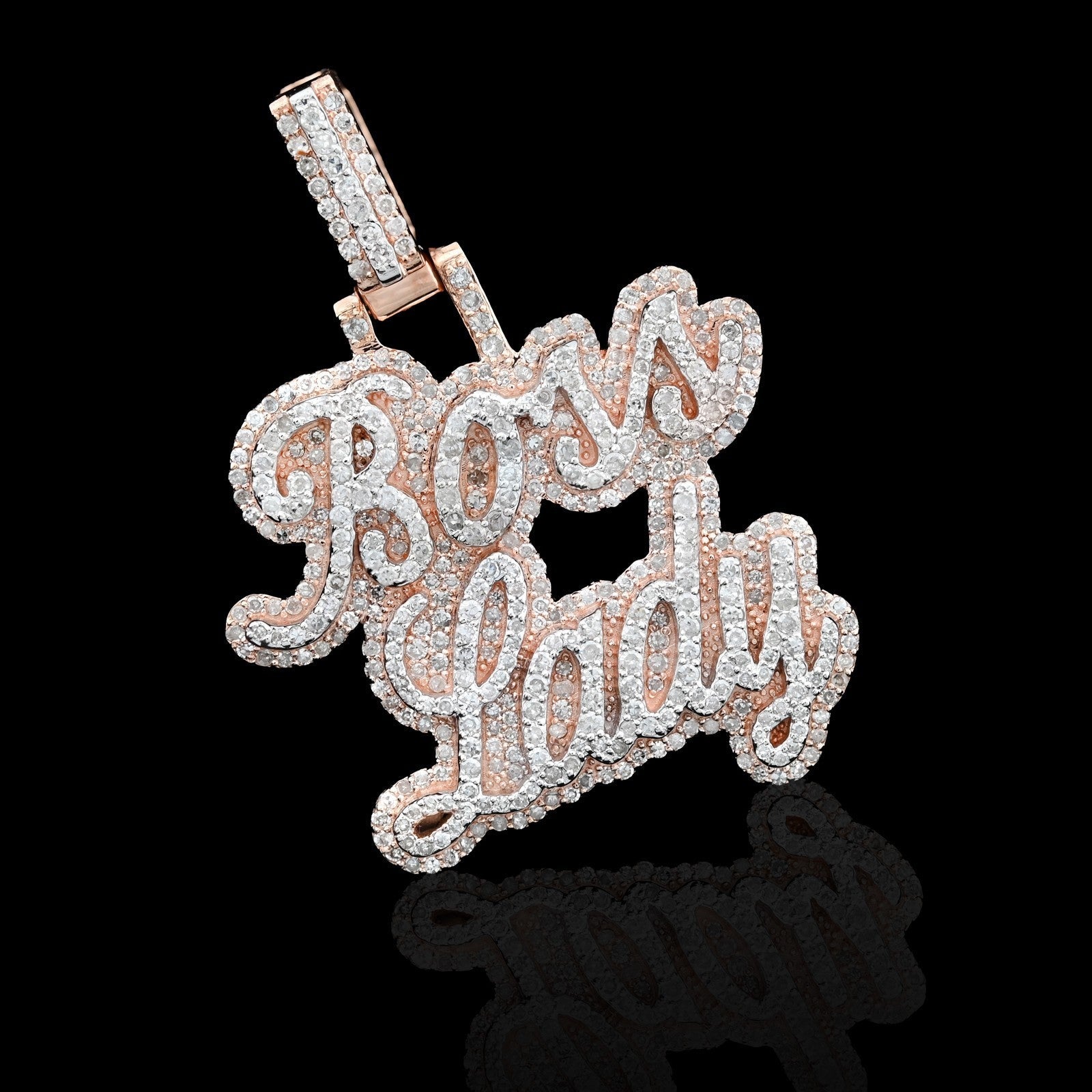 10k Rose Gold 1.12CTW Natural Diamond "Boss Lady" Pendant 8.2gms Womens Charm - Elite Jewelers - Charms & Pendants