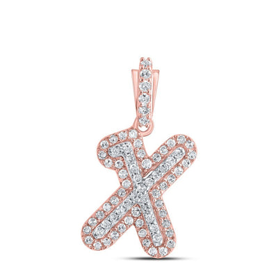 10k Rose Gold 1.14gms 0.19CTW Natural Diamond Initial "X" Letter Pendant Charm - Elite Jewelers - Charms & Pendants