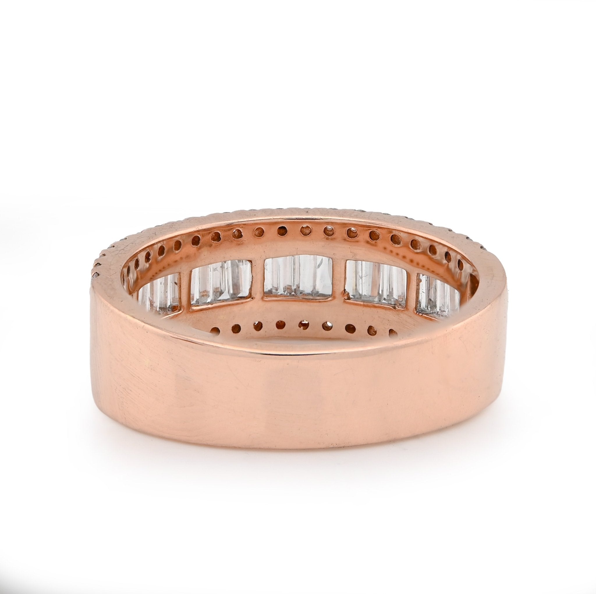 10K Rose Gold 1.15CT Natural Baguette Centre Row Men Diamond Band - Elite Jewelers - Rings