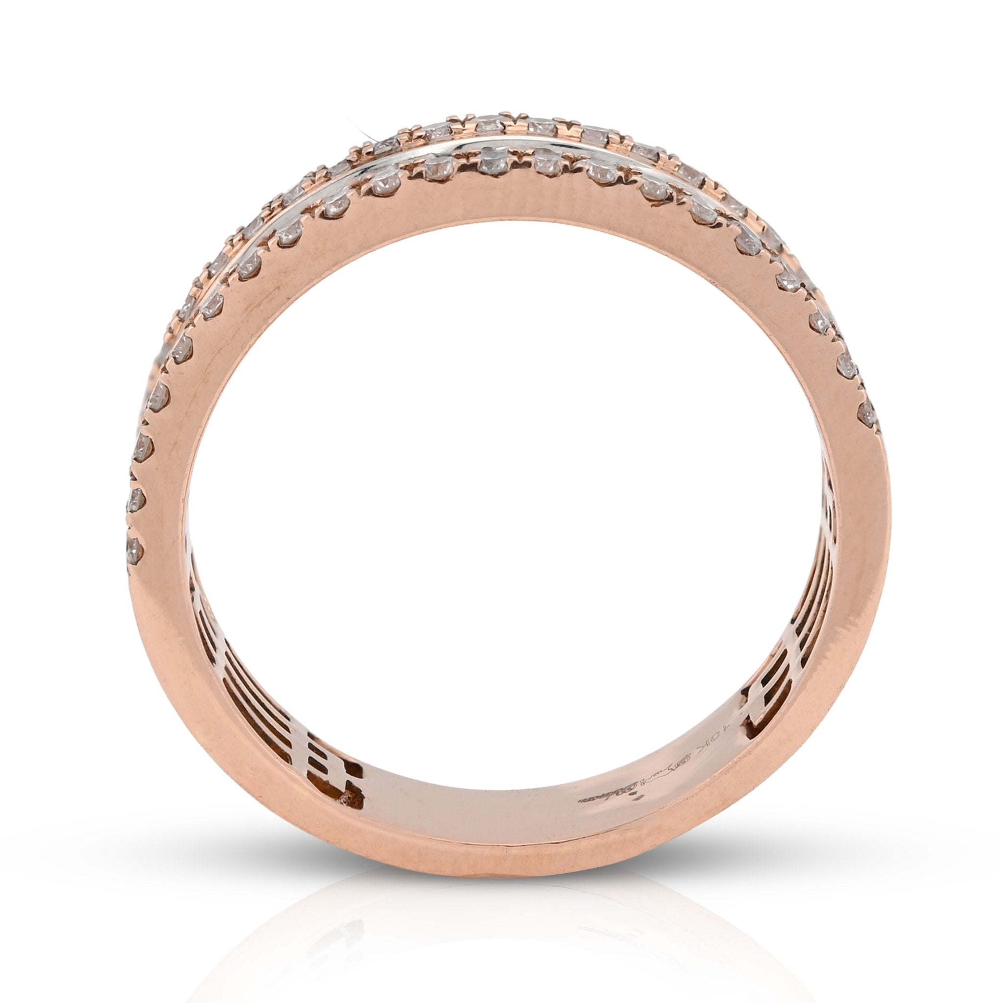 10K Rose Gold 1.15CT Natural Baguette Centre Row Men Diamond Band - Elite Jewelers - Rings