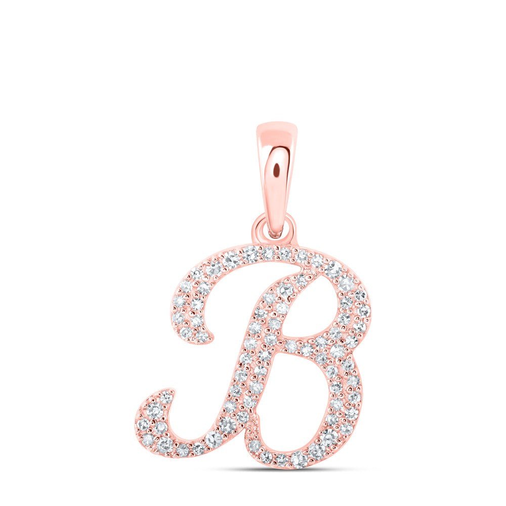 10k Rose Gold 1.16gms 0.18CTW Natural Diamond Initial "B" Letter Pendant Charm - Elite Jewelers - Charms & Pendants