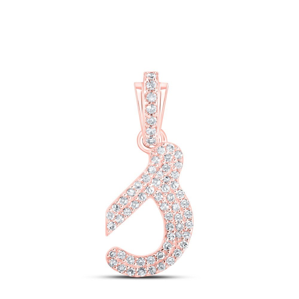 10k Rose Gold 1.17gms 0.25CTW Natural Diamond Initial "S" Letter Pendant Charm - Elite Jewelers - Charms & Pendants
