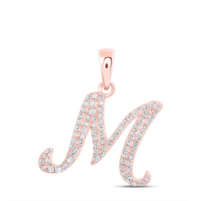 10k Rose Gold 1.19gms 0.18CTW Natural Diamond Initial "M" Letter Pendant Charm - Elite Jewelers - Charms & Pendants