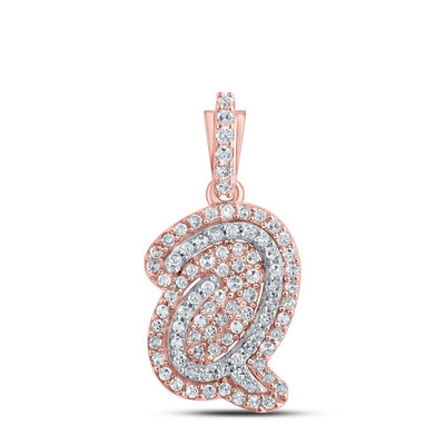 10k Rose Gold 1.19gms 0.22CTW Natural Diamond Initial "Q" Letter Pendant Charm - Elite Jewelers - Charms & Pendants
