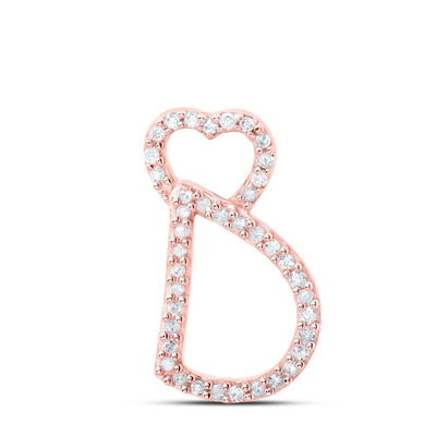 10k Rose Gold 1.1gms 0.12CTW Natural Diamond Initial "D" Heart Pendant Charm - Elite Jewelers - Charms & Pendants