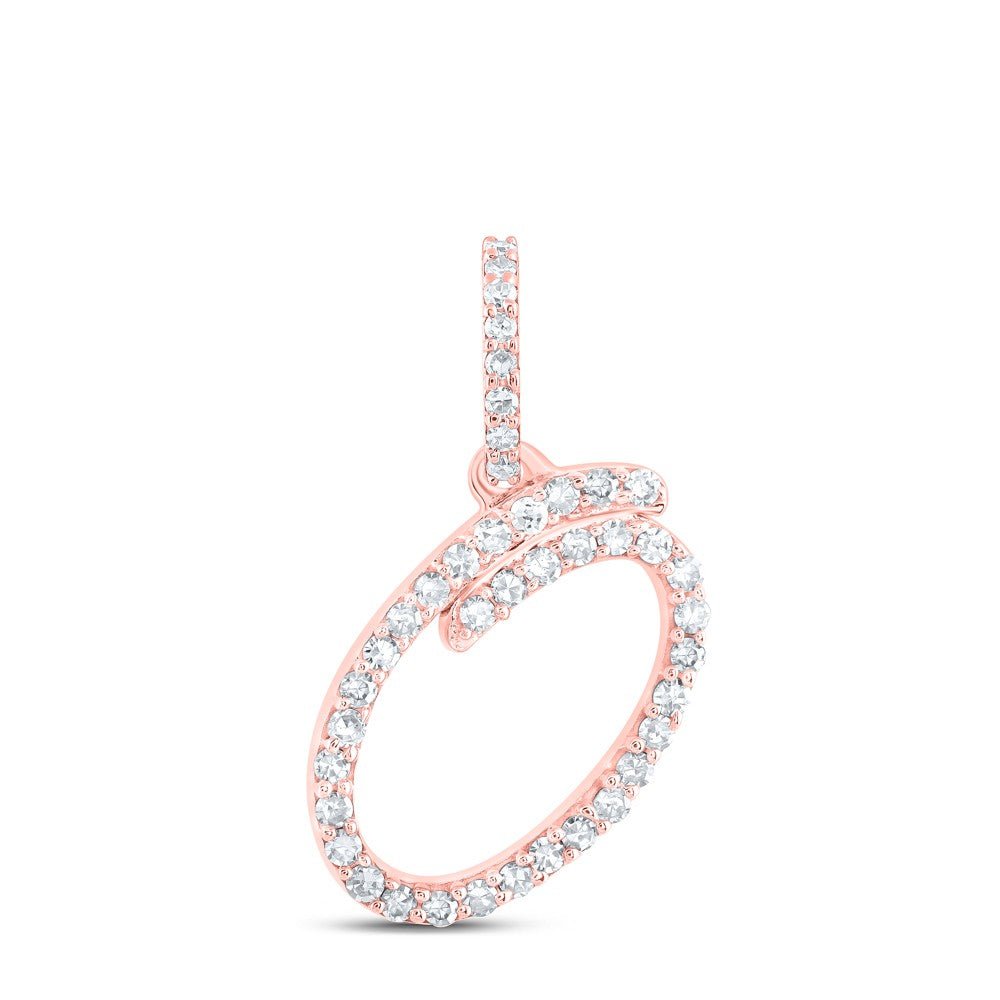 10k Rose Gold 1.1gms 0.17CTW Natural Diamond Initial "O" Letter Pendant Charm - Elite Jewelers - Charms & Pendants