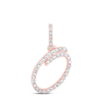10k Rose Gold 1.1gms 0.17CTW Natural Diamond Initial "O" Letter Pendant Charm - Elite Jewelers - Charms & Pendants
