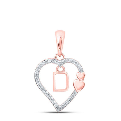 10k Rose Gold 1.22gms 0.11CTW Natural Diamond Initial "D" Heart Pendant Charm - Elite Jewelers - Charms & Pendants