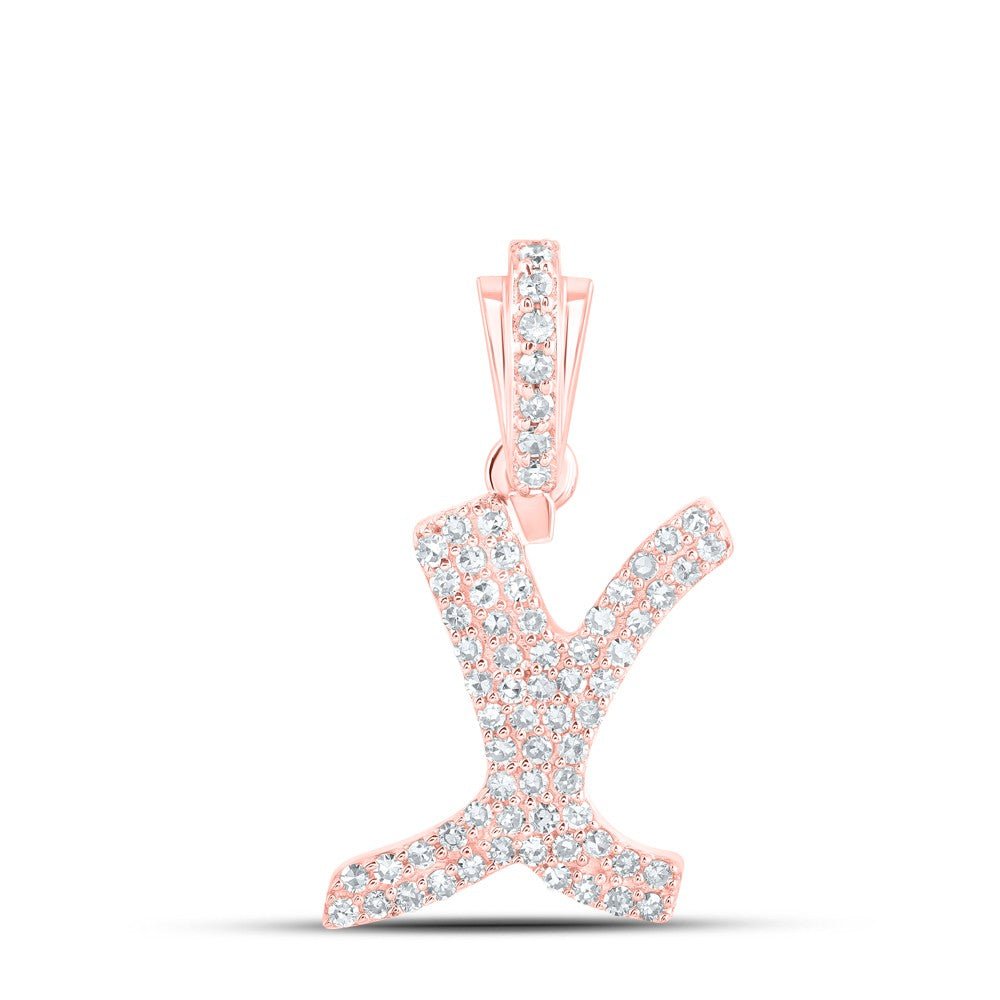 10k Rose Gold 1.23gms 0.28CTW Natural Diamond Initial "X" Letter Pendant Charm - Elite Jewelers - Charms & Pendants