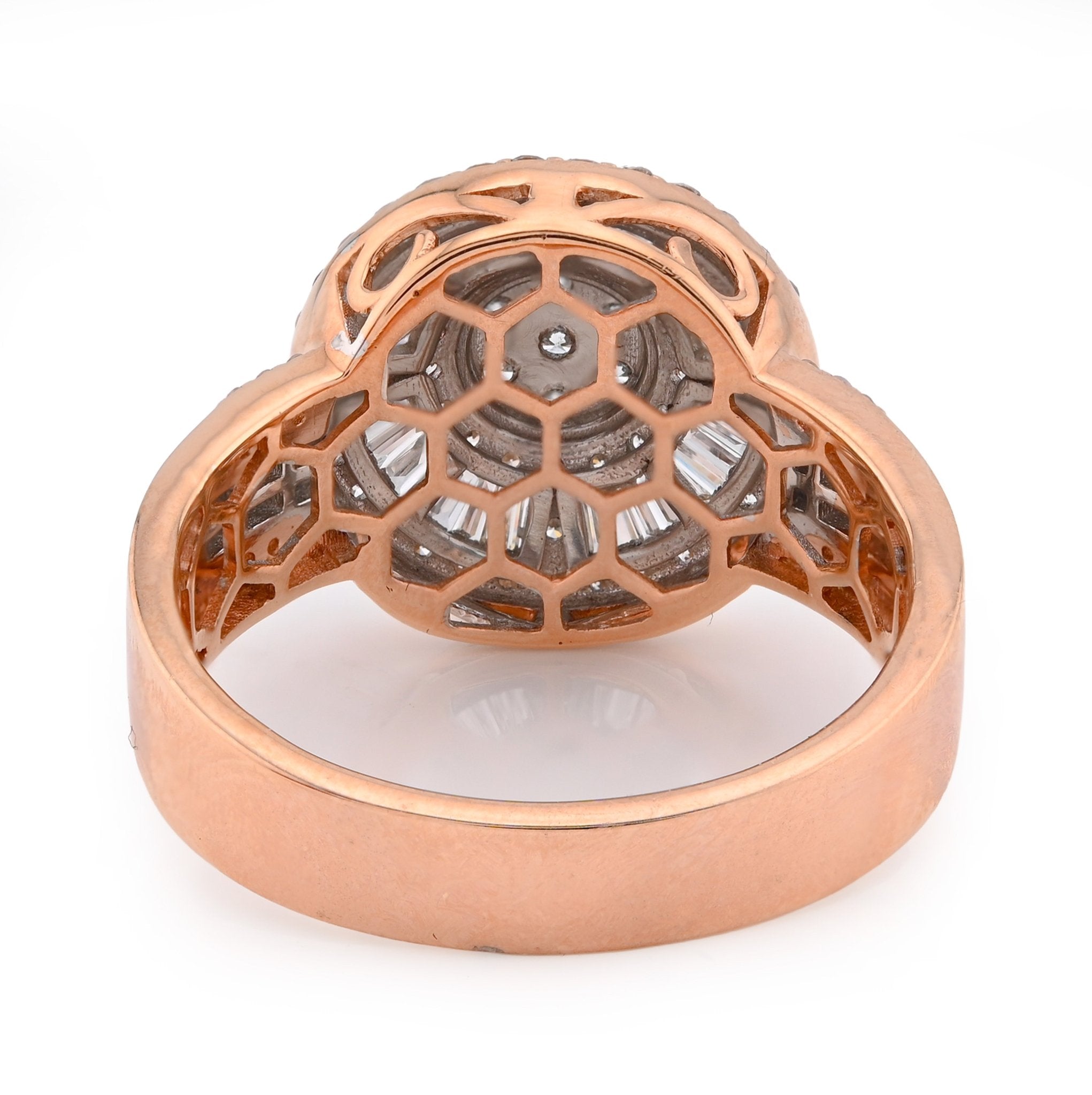 10K Rose Gold 1.25CT Round/Baguette Halo Flower Cluster Natural Diamond Men Pinky Ring - Elite Jewelers - Rings