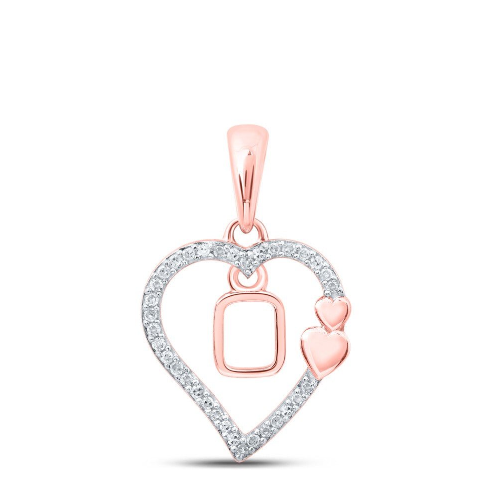 10k Rose Gold 1.26gms 0.11CTW Natural Diamond Initial "O" Heart Pendant Charm - Elite Jewelers - Charms & Pendants