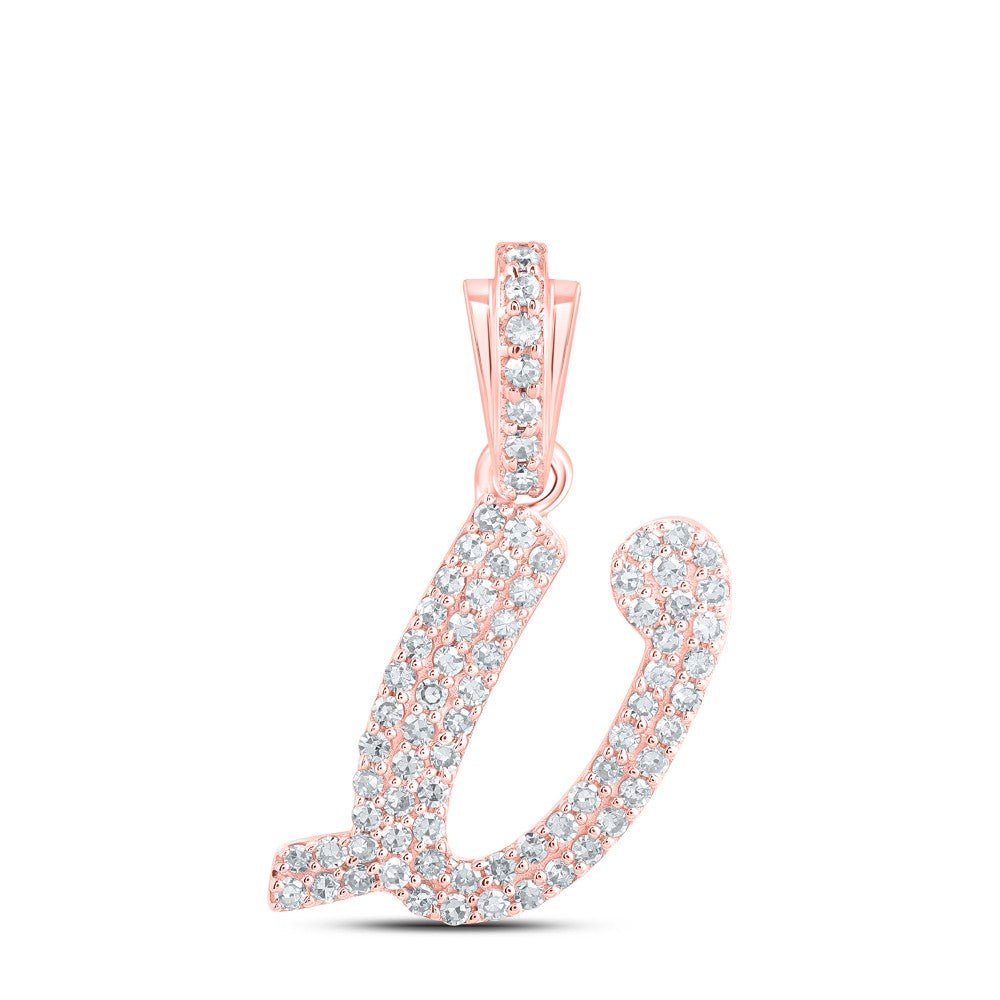 10k Rose Gold 1.26gms 0.31CTW Natural Diamond Initial "V" Letter Pendant Charm - Elite Jewelers - Charms & Pendants