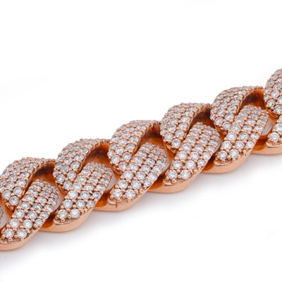10K Rose Gold 12MM 9.64CT Natural Diamond Cuban Link 8" men Bracelet - Elite Jewelers-Bracelets