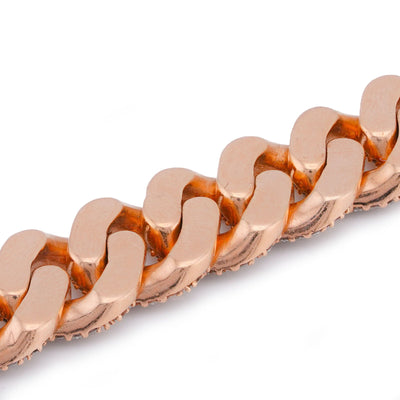 10K Rose Gold 12MM 9.64CT Natural Diamond Cuban Link 8" men Bracelet - Elite Jewelers-Bracelets
