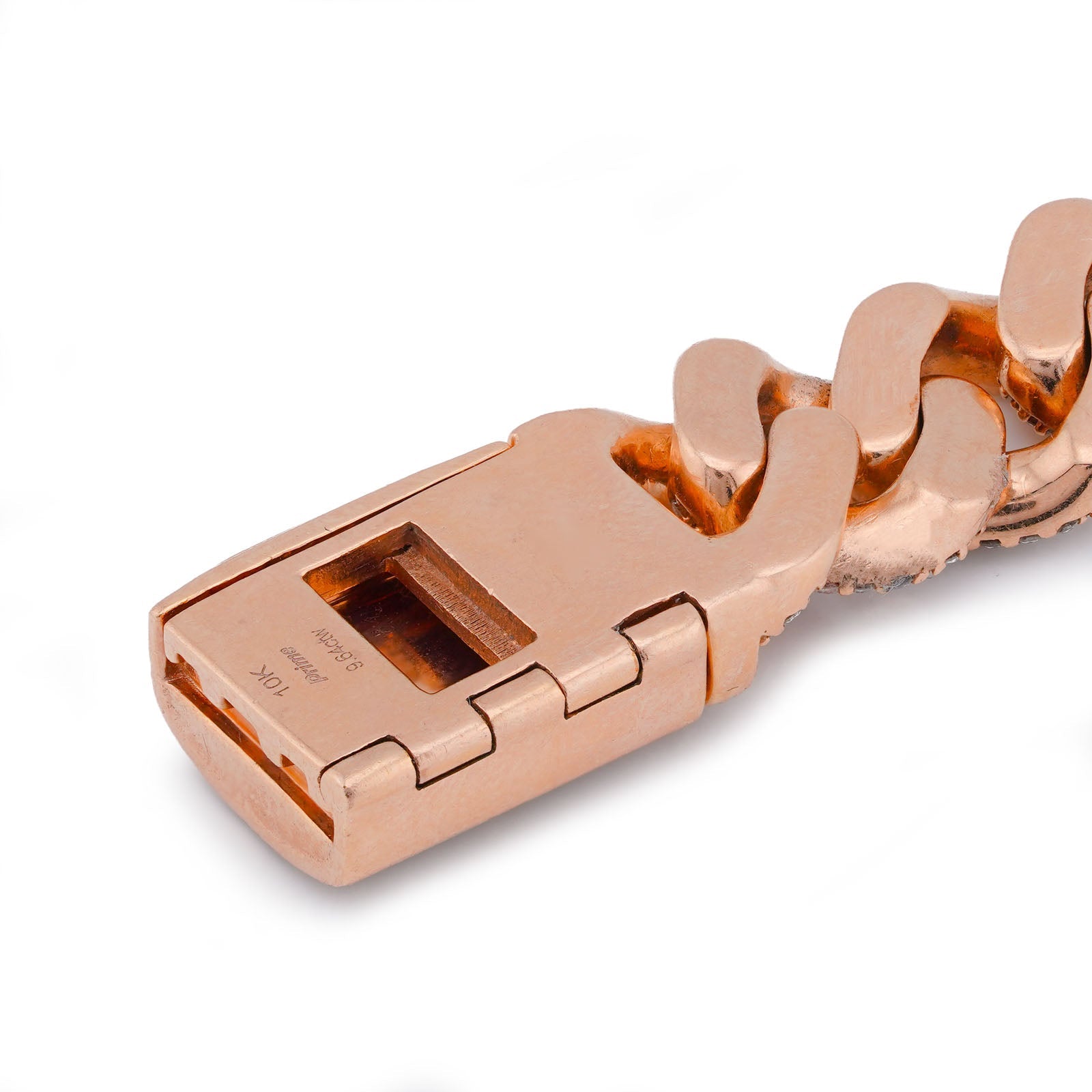 10K Rose Gold 12MM 9.64CT Natural Diamond Cuban Link 8" men Bracelet - Elite Jewelers-Bracelets