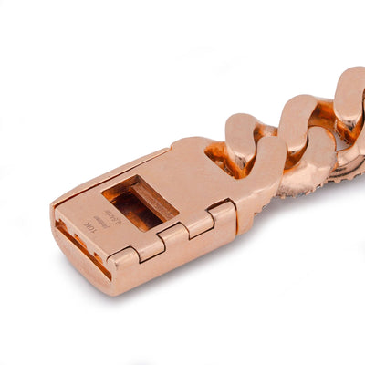 10K Rose Gold 12MM 9.64CT Natural Diamond Cuban Link 8" men Bracelet - Elite Jewelers-Bracelets