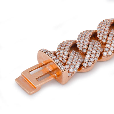 10K Rose Gold 12MM 9.64CT Natural Diamond Cuban Link 8" men Bracelet - Elite Jewelers-Bracelets