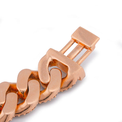 10K Rose Gold 12MM 9.64CT Natural Diamond Cuban Link 8" men Bracelet - Elite Jewelers-Bracelets