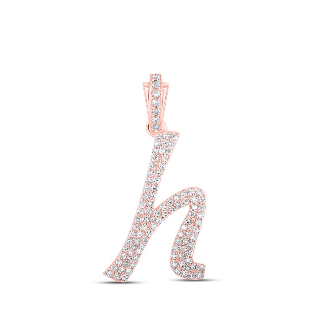 10k Rose Gold 1.34g 0.43CTW Natural Diamond Initial "H" Pendant Alphabet Charm - Elite Jewelers - Charms & Pendants