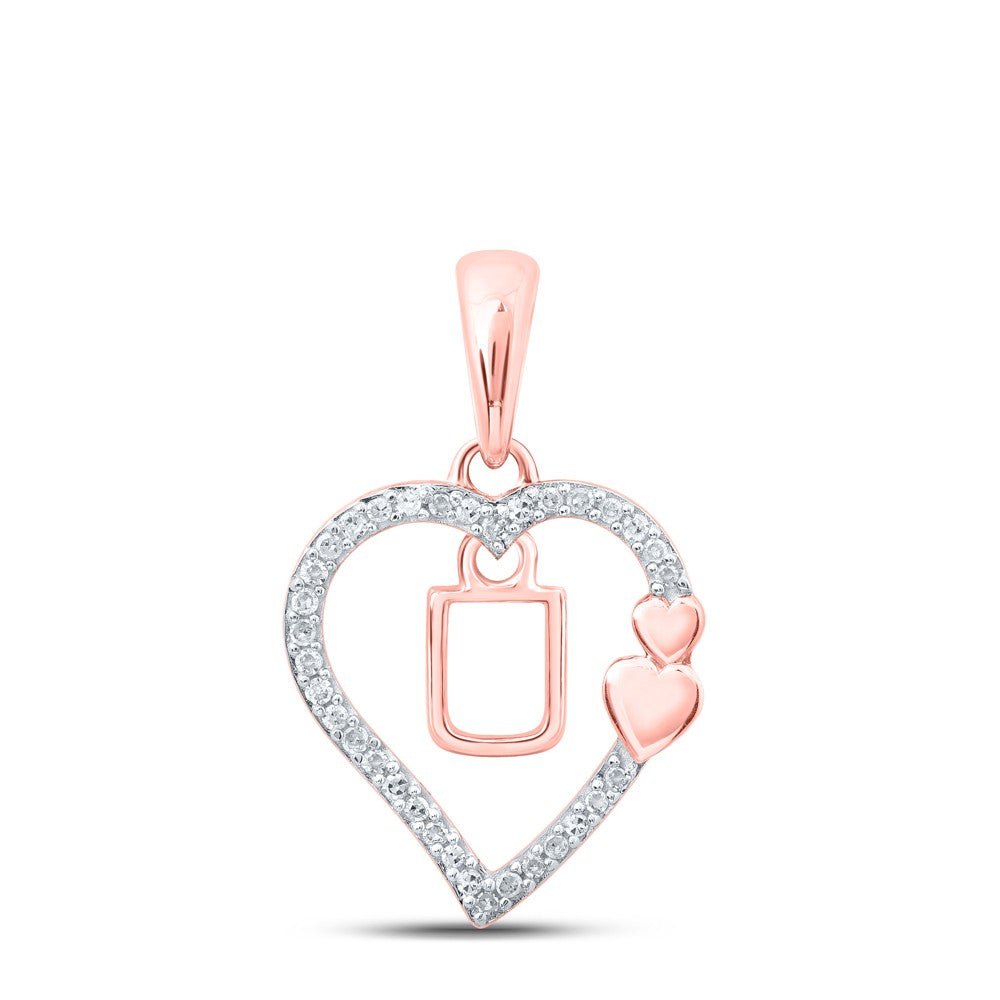10k Rose Gold 1.3gms 0.1CTW Natural Diamond Initial "U" Heart Pendant Charm - Elite Jewelers - Charms & Pendants